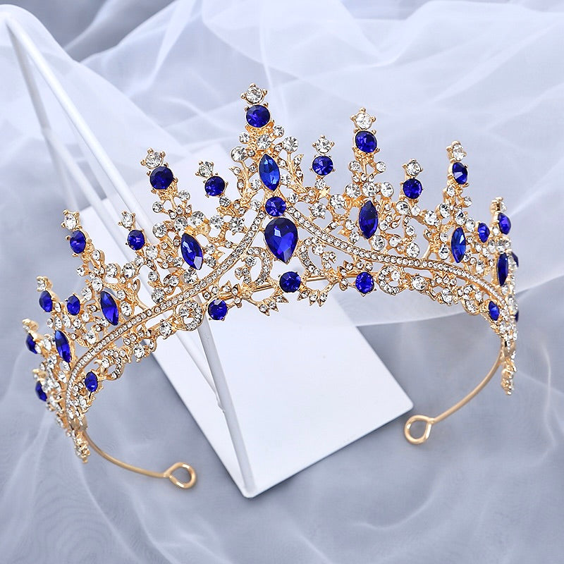 Wedding Hair Accessories - Blue Crystal Bridal Tiara - Available in Silver and Gold