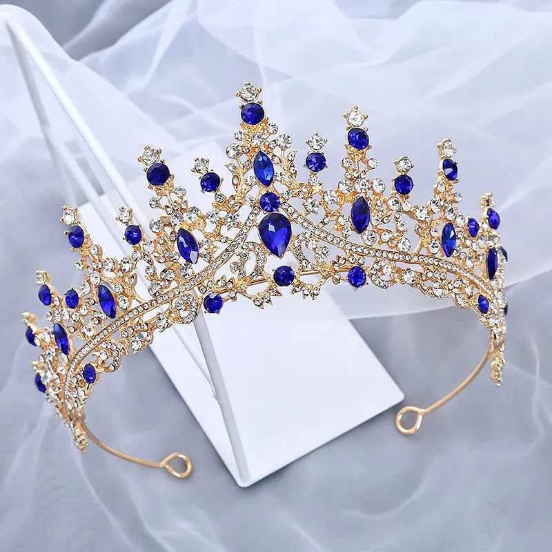 Wedding Hair Accessories - Blue Crystal Bridal Tiara - Available in Silver and Gold