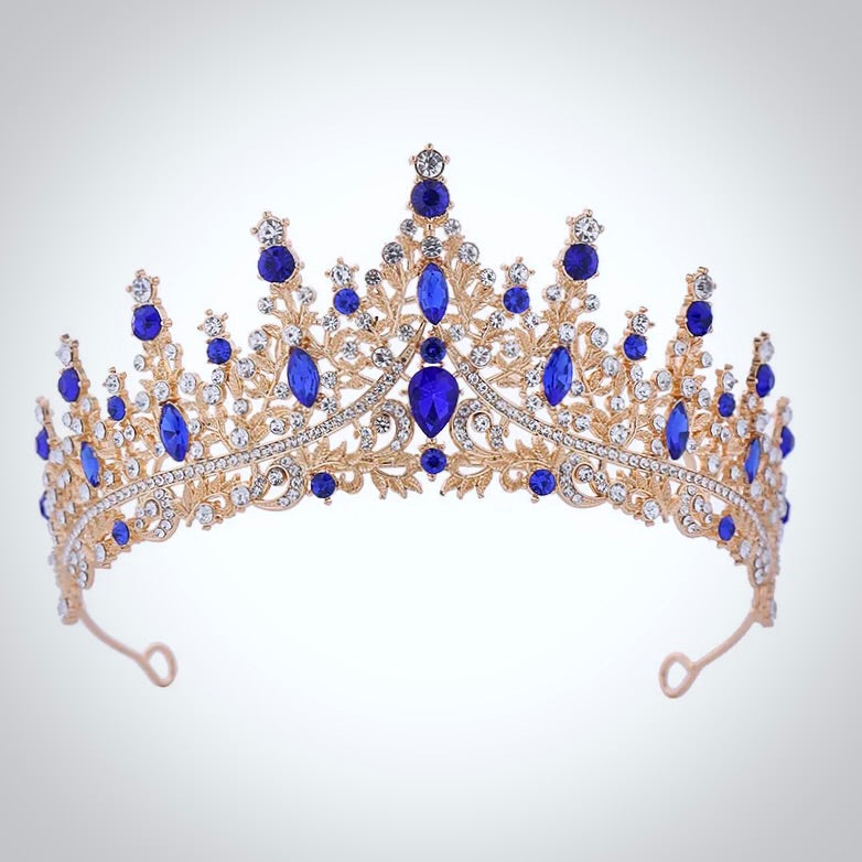 Rosamund - Blue Crystal Bridal Tiara - available in Silver and Gold