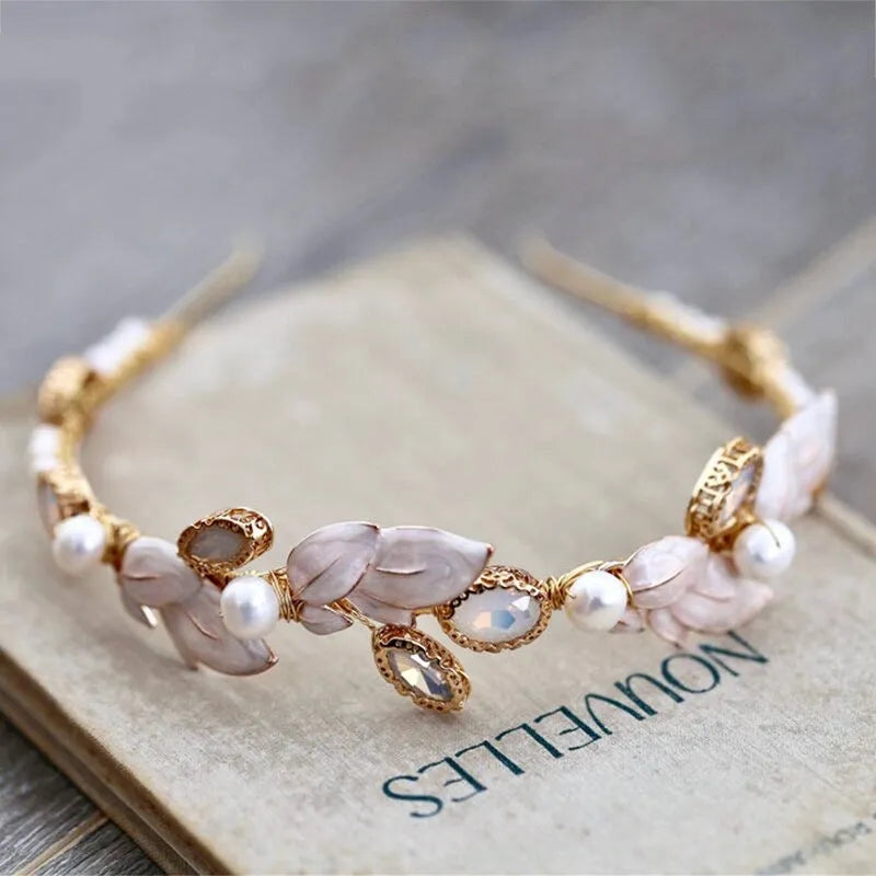 Wedding Hair Accessories - Swarovski Opal and Freshwater Pearl Bridal Headband