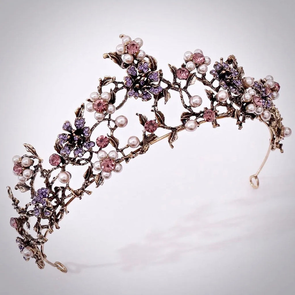 Wedding Hair Accessories - Bohemian Gold Pearl Bridal Tiara