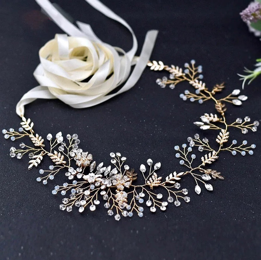 Wedding Accessories - Bohemian Crystal and Pearl Bridal Belt/Sash - Available in Gold and Silver 
