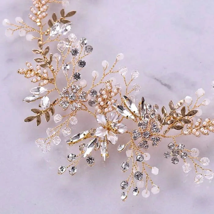 Wedding Accessories - Bohemian Crystal and Pearl Bridal Belt/Sash - Available in Gold and Silver 