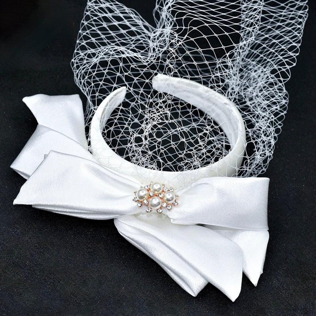 Wedding Veils - Bridal Birdcage Veil with Satin Headband and Bow