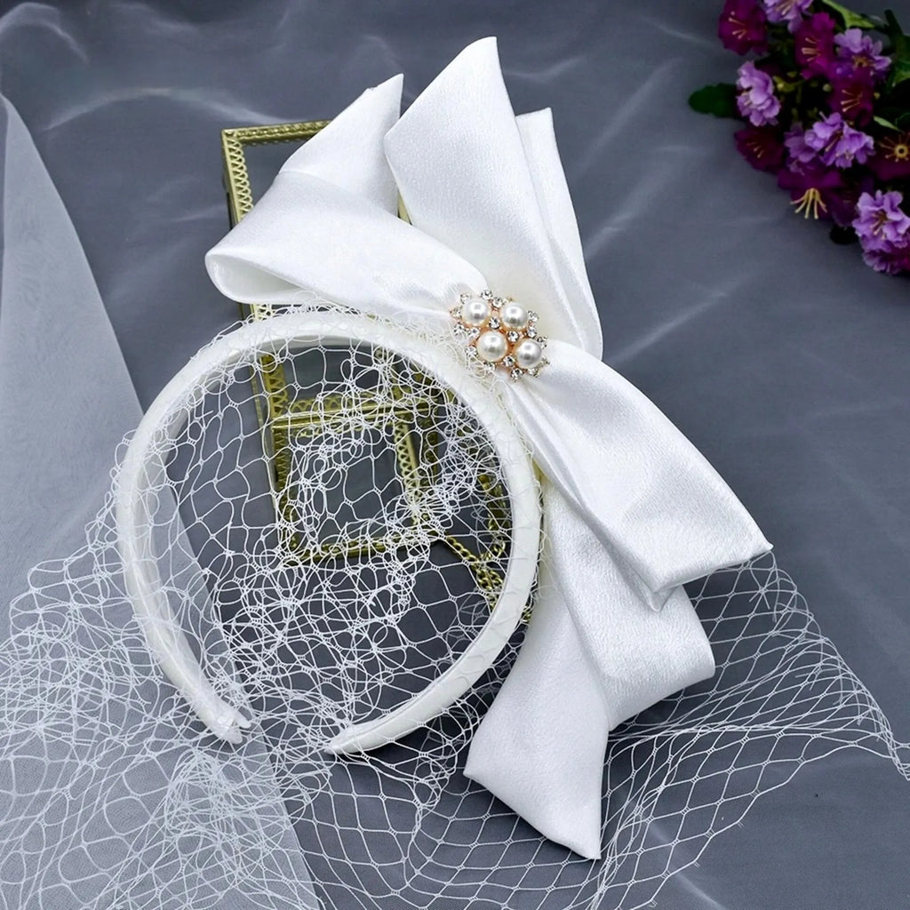 Wedding Veils - Bridal Birdcage Veil with Satin Headband and Bow