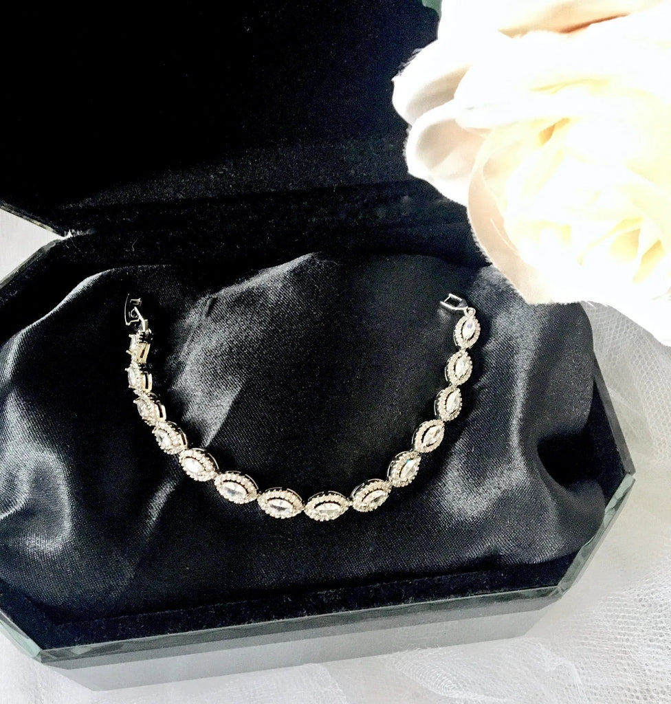 Wedding Jewelry - Cubic Zirconia Bridal Bracelet - Available in Silver, Rose Gold and Yellow Gold