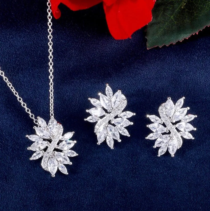 Wedding Jewelry - Cubic Zirconia Bridal Jewelry Set - Available in Silver and Rose Gold