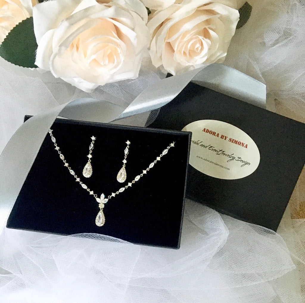 Wedding Jewelry - Silver Cubic Zirconia Bridal Jewelry Set