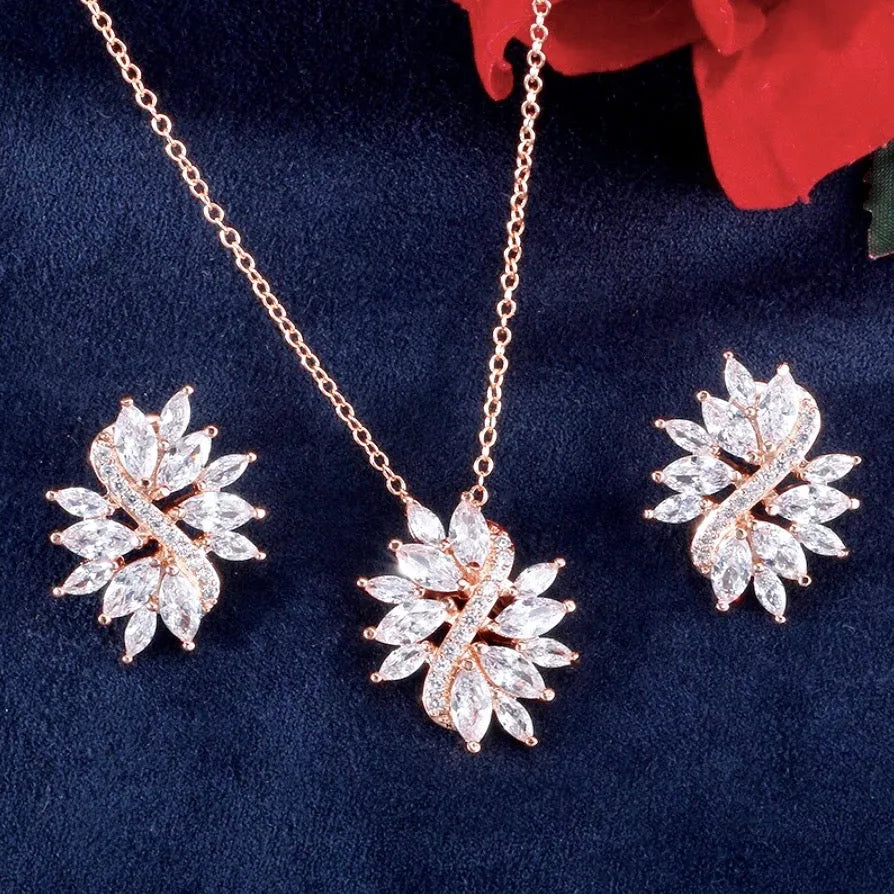Wedding Jewelry - Cubic Zirconia Bridal Jewelry Set - Available in Silver and Rose Gold