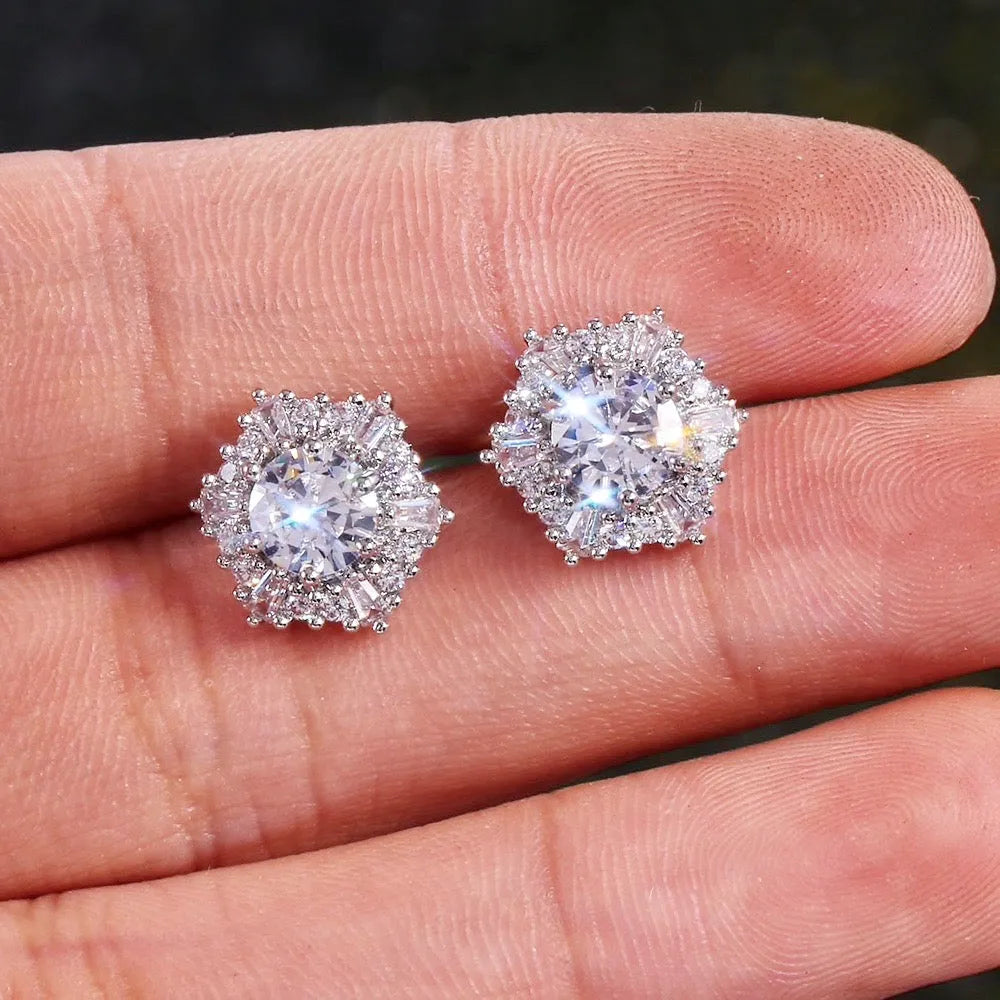 Wedding Jewelry - Cubic Zirconia Bridal Stud Earrings - Available in Silver and Rose Gold
