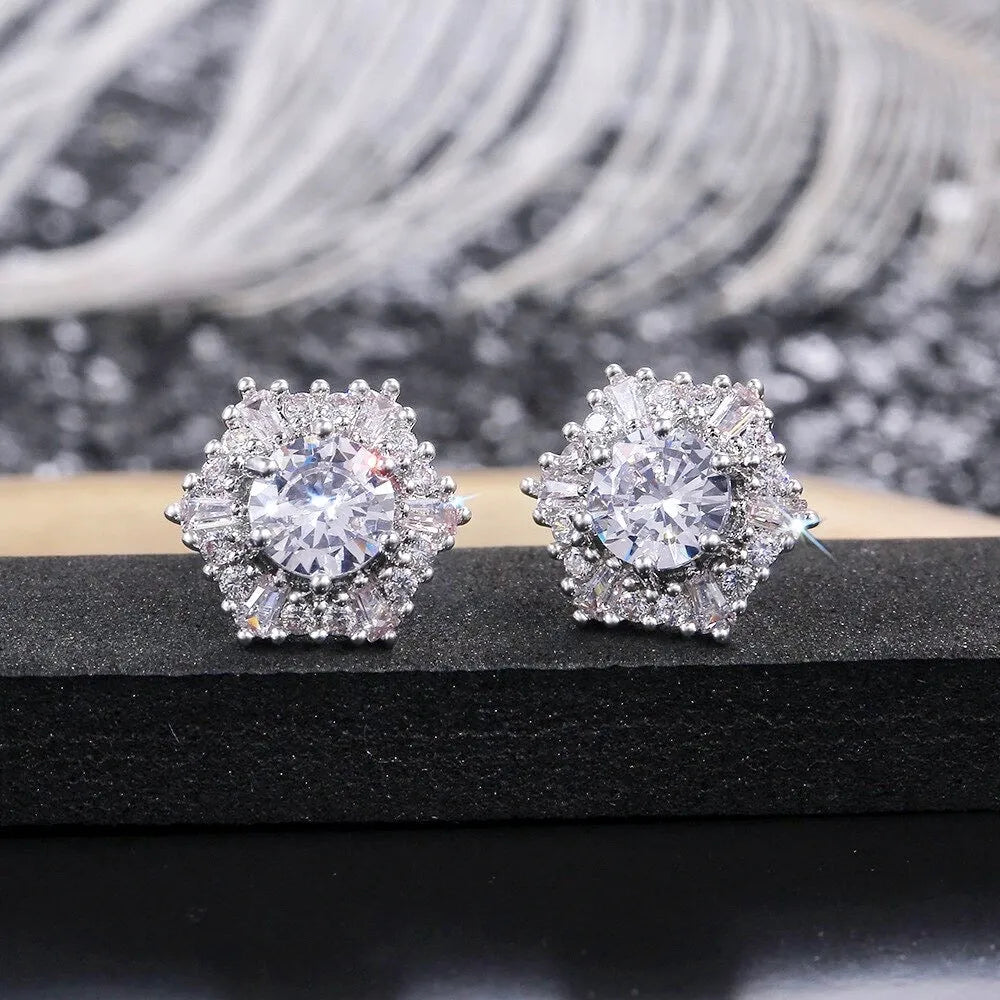Wedding Jewelry - Cubic Zirconia Bridal Stud Earrings - Available in Silver and Rose Gold