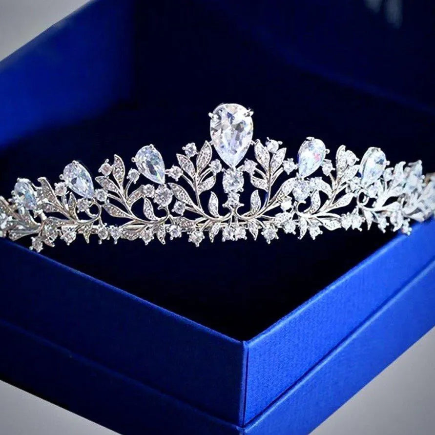 Wedding Hair Accessories - Bridal Cubic Zirconia Tiara - Available in Silver, Rose Gold and Yellow Gold