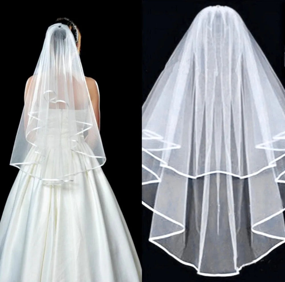 Wedding Veils - Satin Edge Fingertip Length Bridal Veil