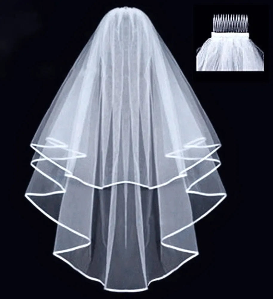 Wedding Veils - Satin Edge Fingertip Length Bridal Veil