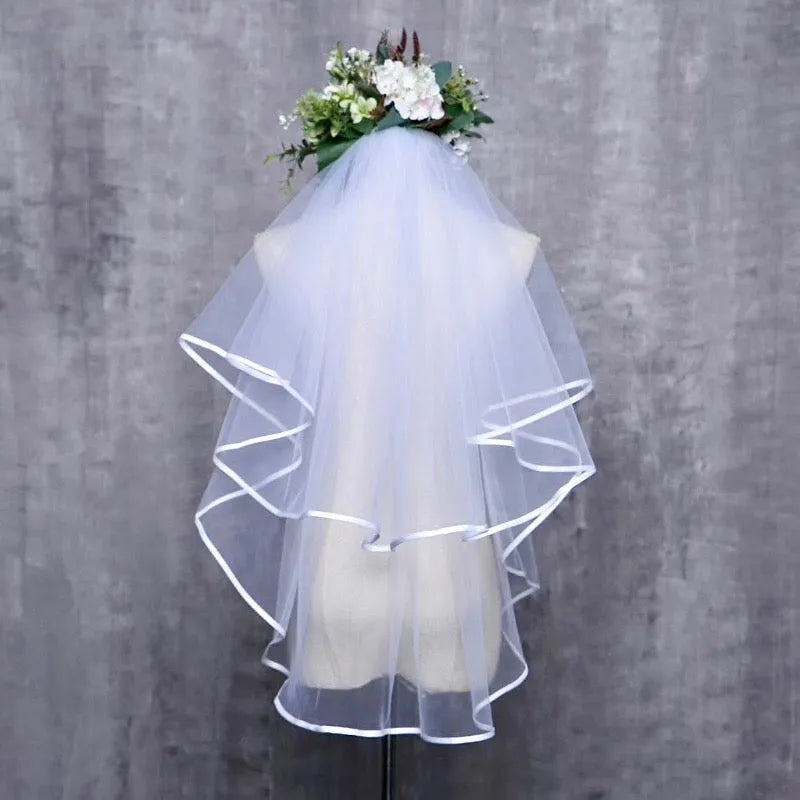Wedding Veils - Satin Edge Fingertip Length Bridal Veil