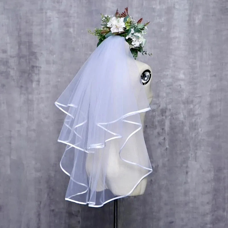 Wedding Veils - Satin Edge Fingertip Length Bridal Veil