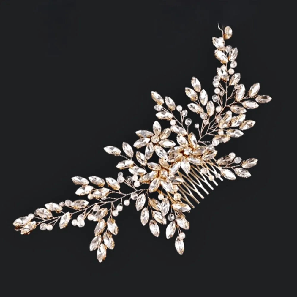 Ina - Pearl and Crystal Bridal Hair Comb - Available in Silver, Rose Gold and Yellow Gold