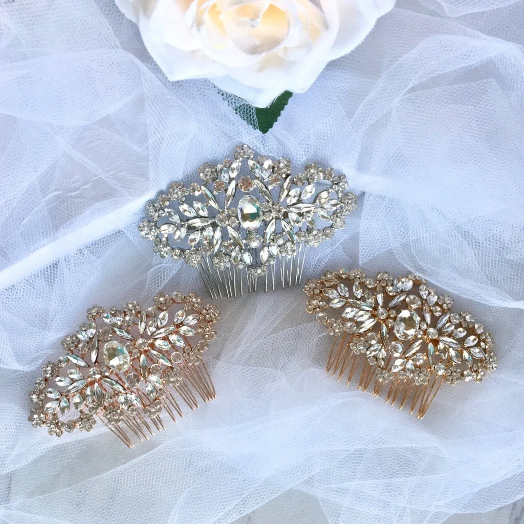 Wedding Hair Accessories - Crystal Bridal Hair Comb - Available in Silver, Rose Gold and Yellow Gold
