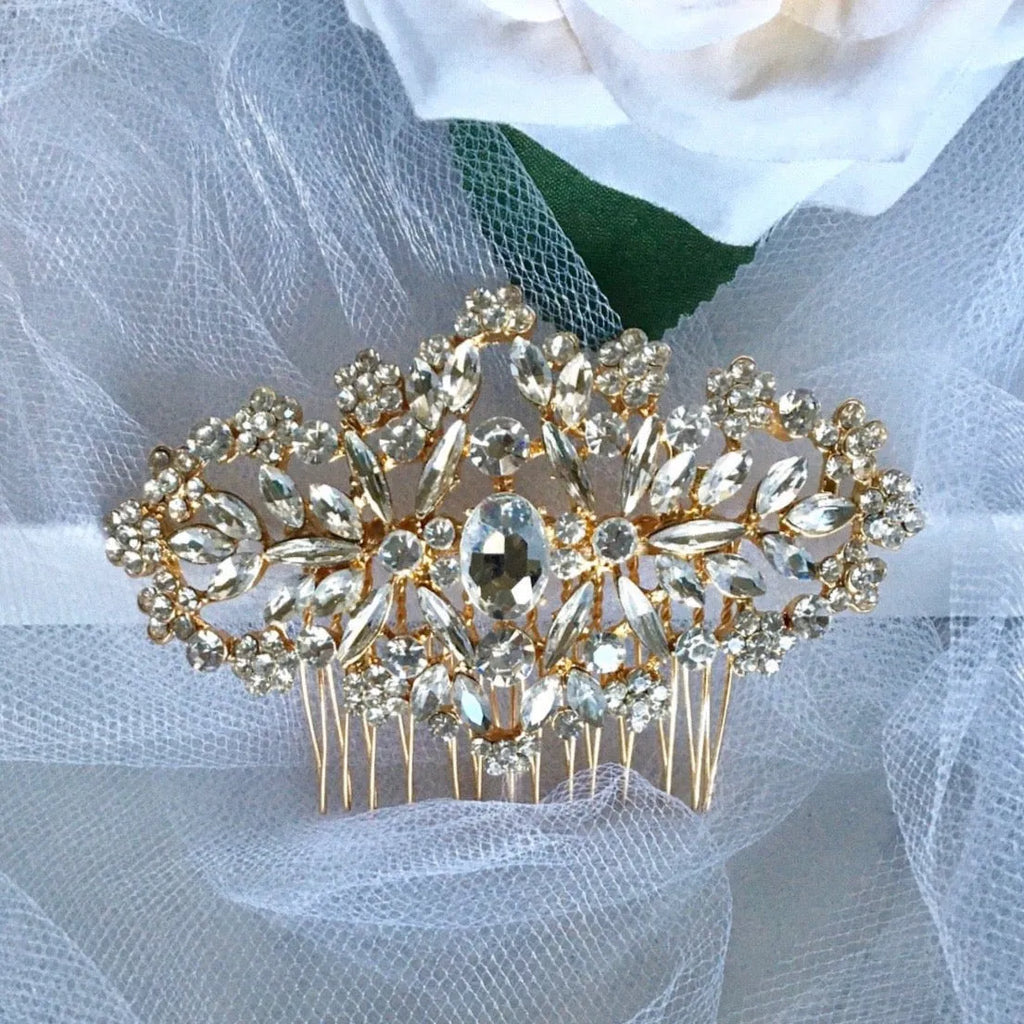 Wedding Hair Accessories - Crystal Bridal Hair Comb - Available in Silver, Rose Gold and Yellow Gold