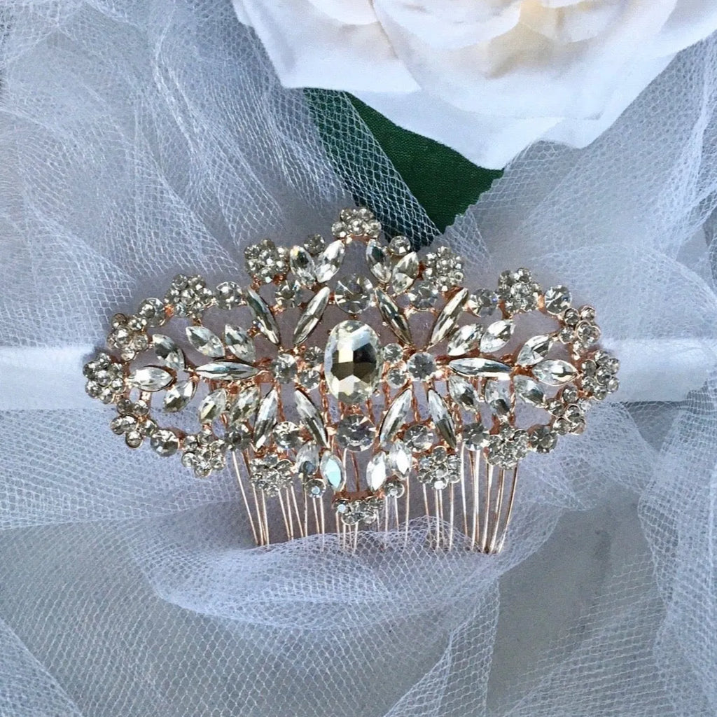 Wedding Hair Accessories - Crystal Bridal Hair Comb - Available in Silver, Rose Gold and Yellow Gold