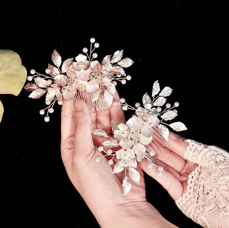 Wedding Hair Accessories - Pearl and Crystal Bridal Hair Comb - Available in Silver, Rose Gold and Yellow Gold
