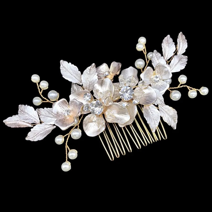 Wedding Hair Accessories - Pearl and Crystal Bridal Hair Comb - Available in Silver, Rose Gold and Yellow Gold