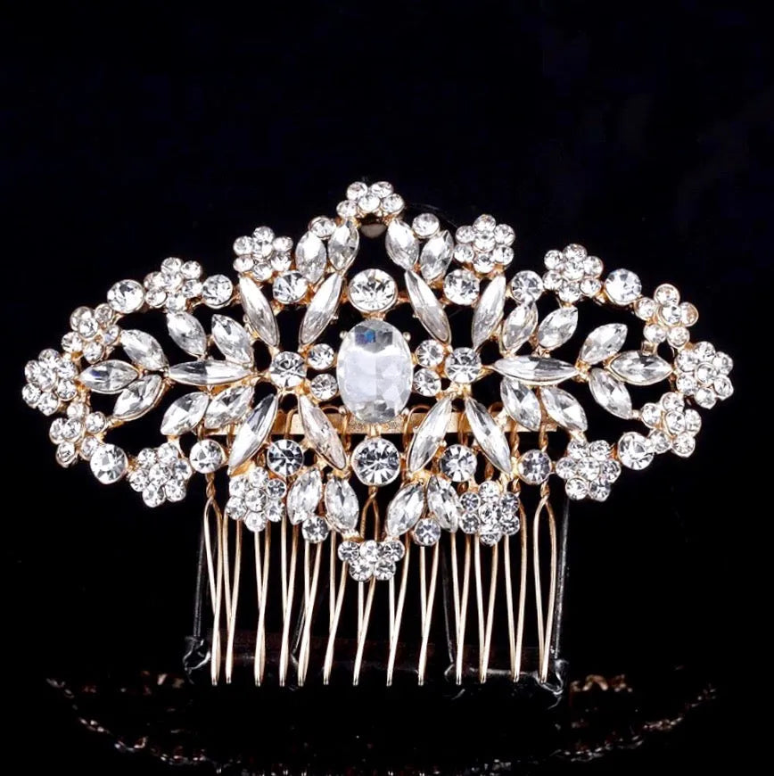 Wedding Hair Accessories - Crystal Bridal Hair Comb - Available in Silver, Rose Gold and Yellow Gold