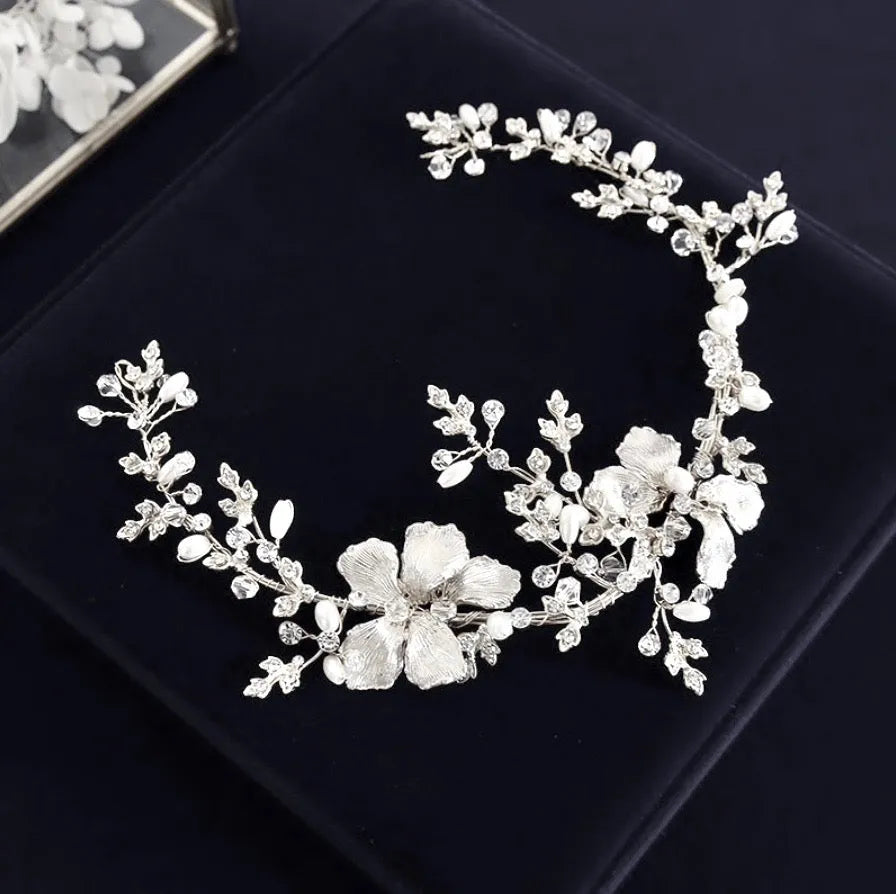 Wedding Hair Accessories - Pearl and Crystal Bridal Headband - Available in Gold and Silver