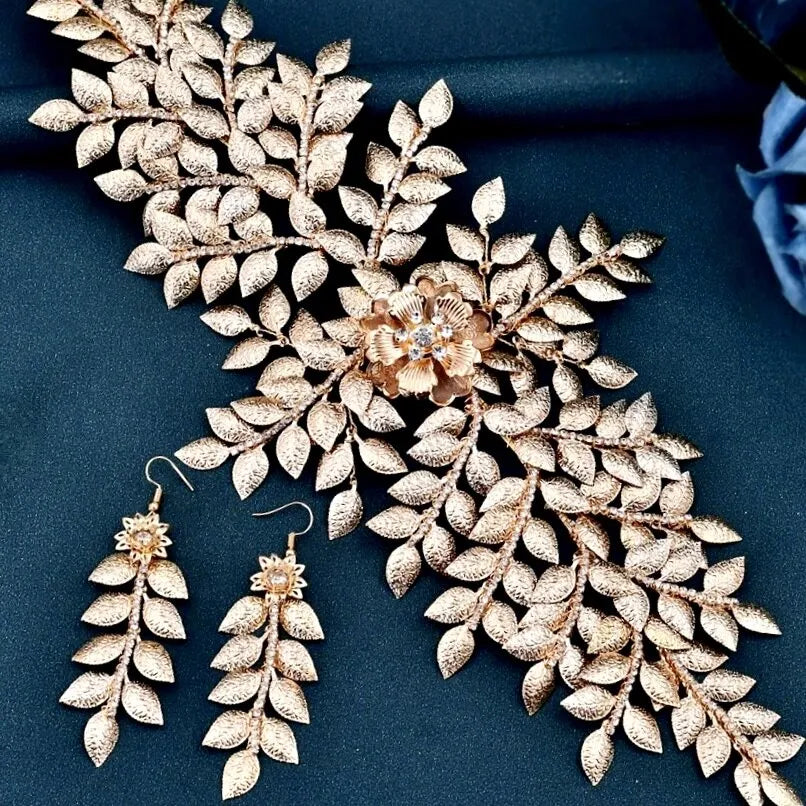 Wedding Headdress - Crystal Bridal Headdress and Earrings Set - Available in Silver and Gold