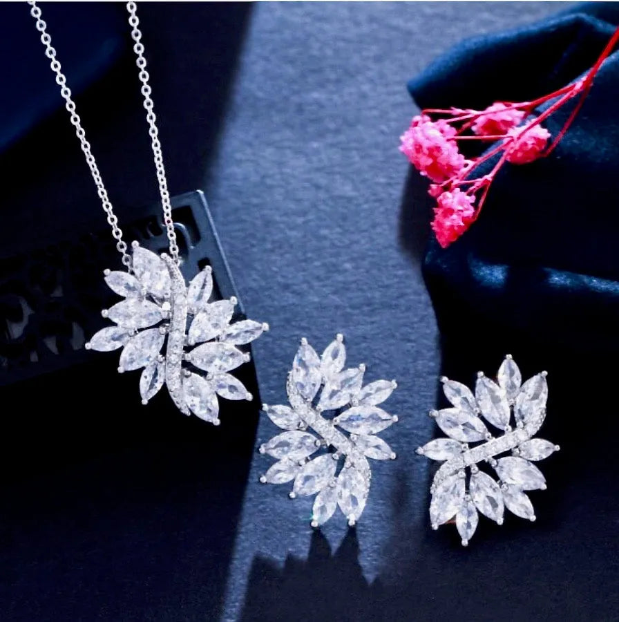 Wedding Jewelry - Cubic Zirconia Bridal Jewelry Set - Available in Silver and Rose Gold