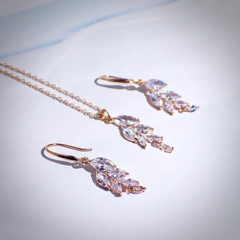 Wedding Jewelry - Cubic Zirconia Bridal Jewelry Set - Available in Silver, Rose Gold and Yellow Gold