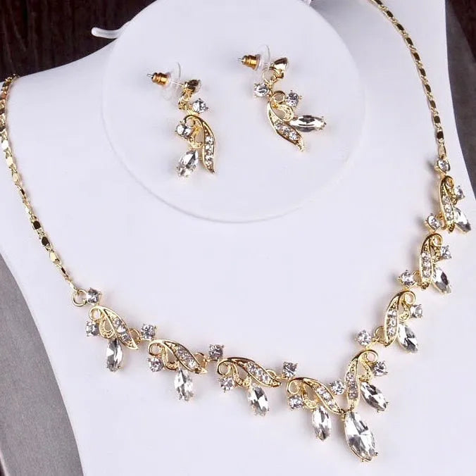 Wedding Jewelry and Accessories - Rhinestone Bridal Jewelry Set - Available in Gold and Silver