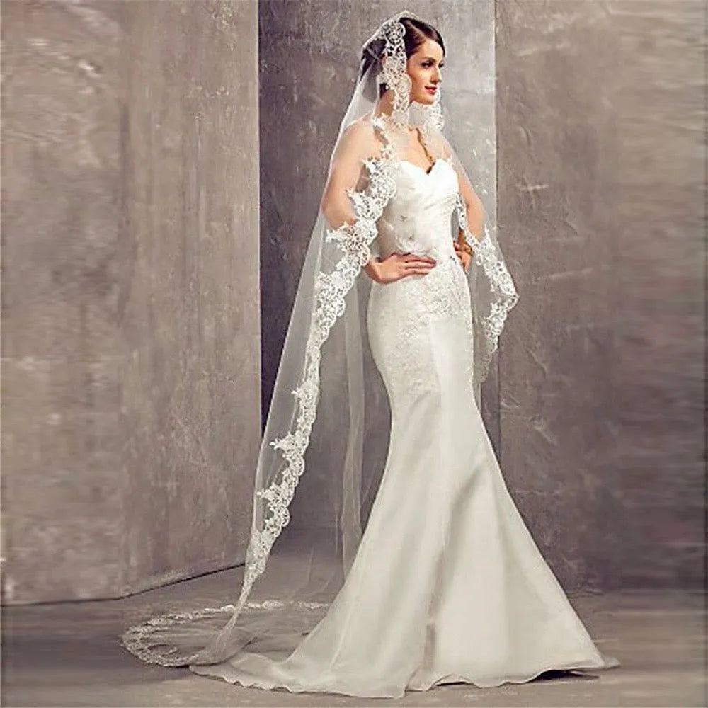 Mantilla Cathedral Length Ivory Veil Cathedral Lace Mantilla Veil – Tesoro Si! main image 2