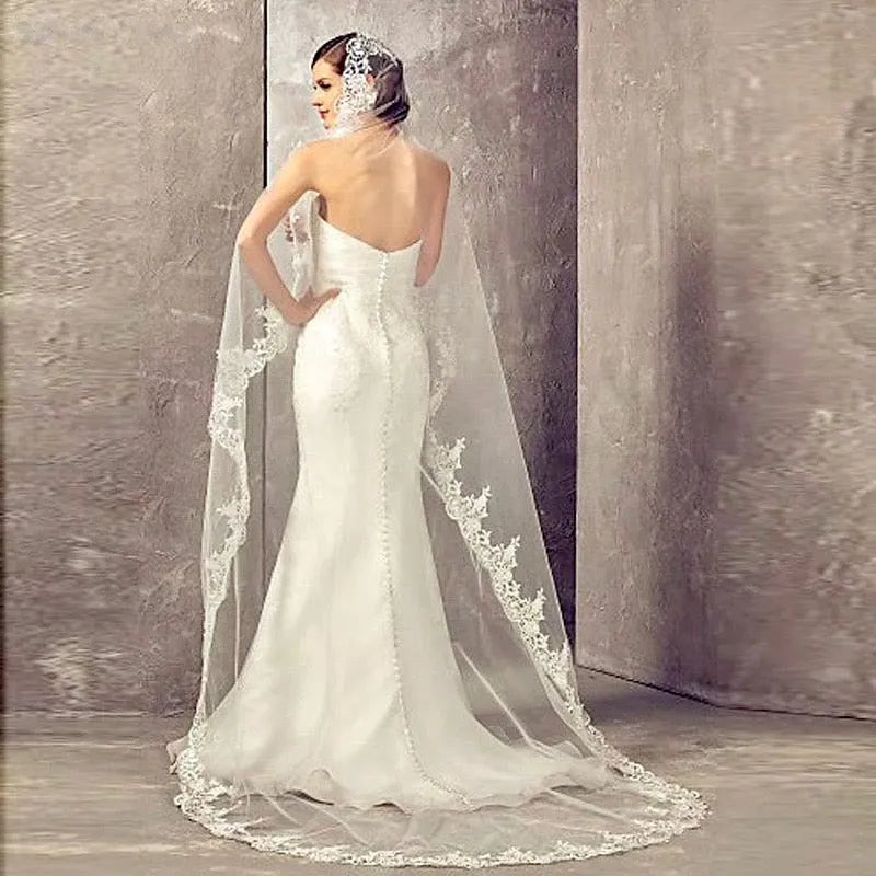 Wedding Veils - Bridal Lace Mantilla Veil - Cathedral Length