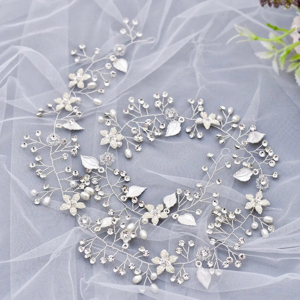 Wedding Hair Accessories - Pearl and Crystal Bridal Long Hair Vine - Available in Silver, Rose Gold and Yellow Gold