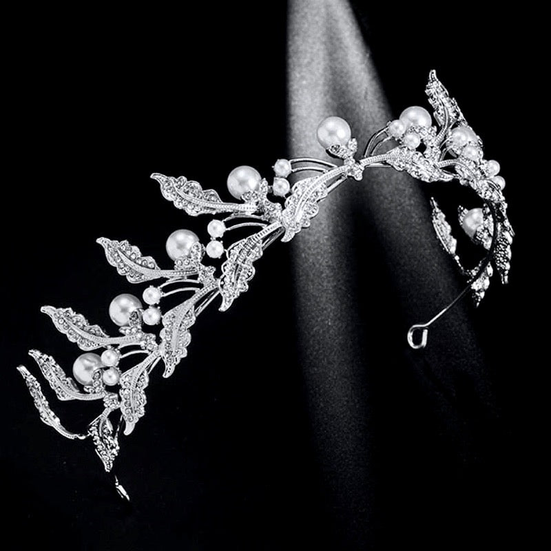 Wedding Hair Accessories - Pearl and Rhinestone Bridal Tiara