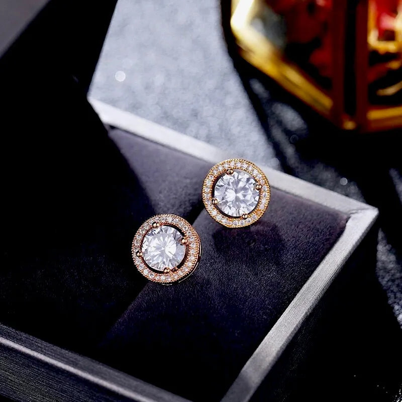 Wedding Jewelry - Cubic Zirconia Stud Earrings - Available in Rose Gold, Silver and Yellow Gold