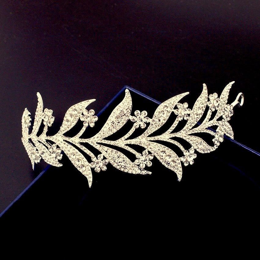 edding Hair Accessories - Micro-Pave Crystal Bridal Tiara Headband - Available in Silver, Rose Gold and Yellow Gold