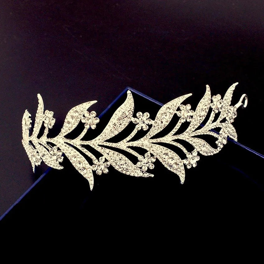 edding Hair Accessories - Micro-Pave Crystal Bridal Tiara Headband - Available in Silver, Rose Gold and Yellow Gold