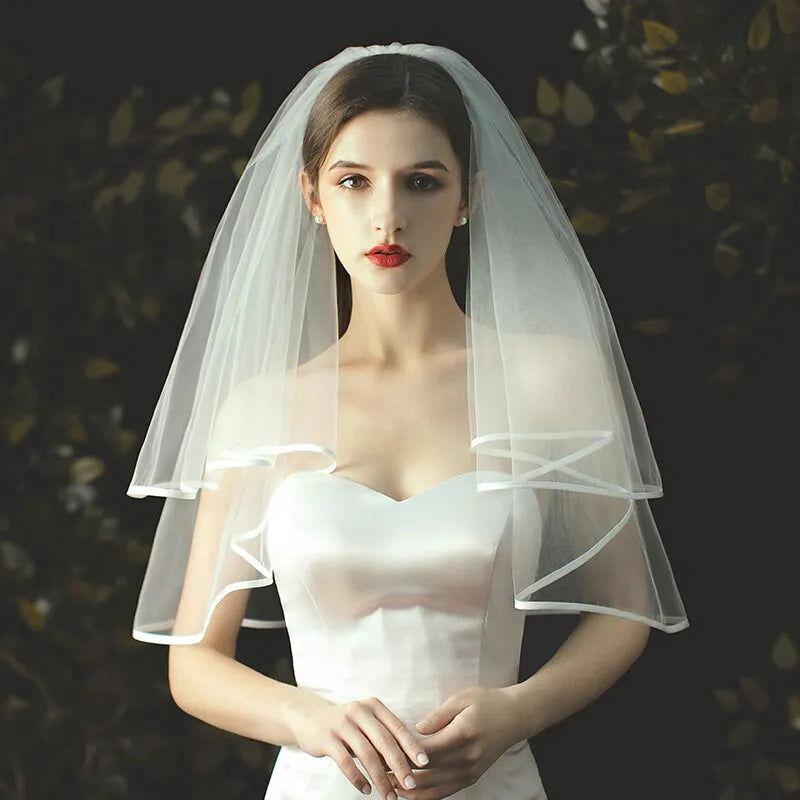 Wedding Veils - Satin Edge Fingertip Length Bridal Veil