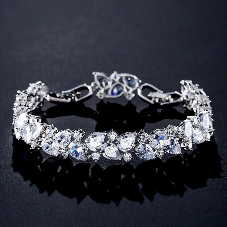 Wedding Jewelry - Cubic Zirconia Bridal Bracelet - Available in Silver, Rose Gold and Yellow Gold