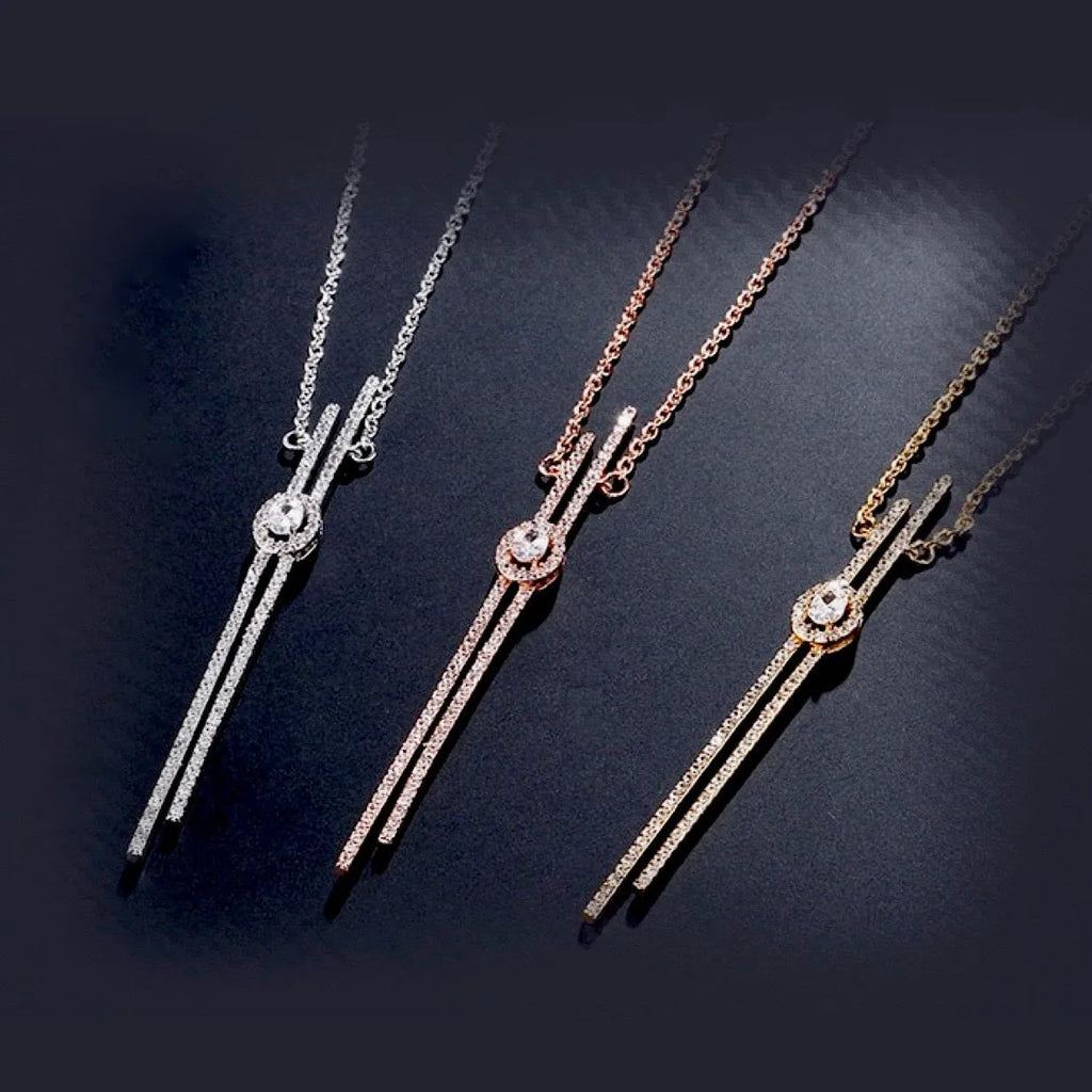 wedding Jewelry - Cubic Zirconia Bridal Necklace - Available in Silver, Rose Gold and Yellow Gold