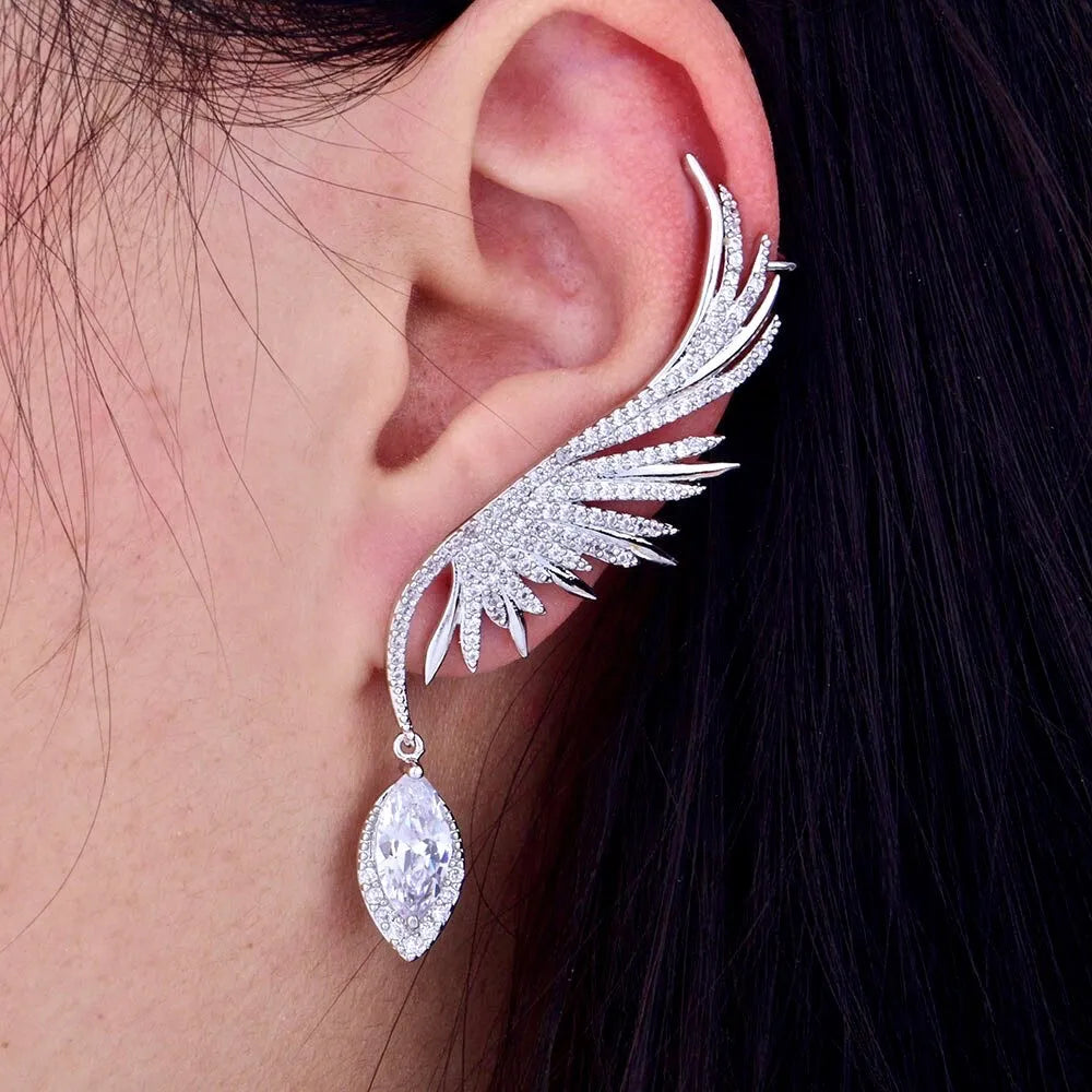 Wedding Jewelry - Silver Cubic Zirconia Bridal Earrings