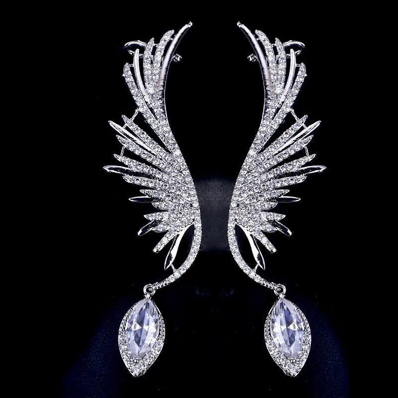 Wedding Jewelry - Silver Cubic Zirconia Bridal Earrings