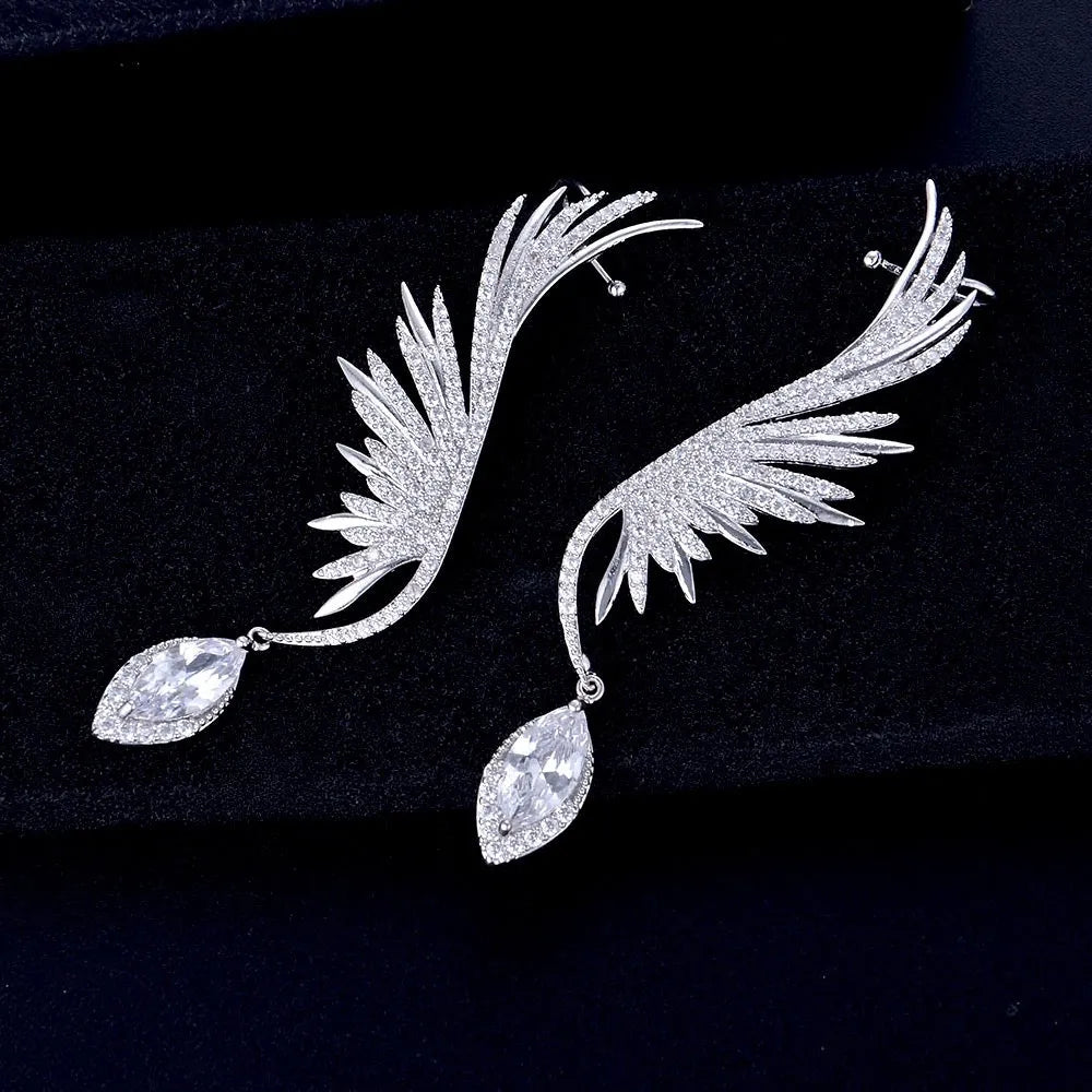 Wedding Jewelry - Silver Cubic Zirconia Bridal Earrings