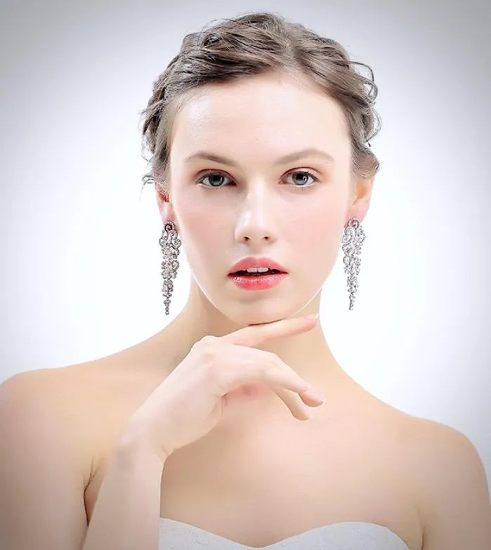 Wedding Jewelry - Cubic Zirconia Bridal Earrings - Available in Silver and Rose Gold