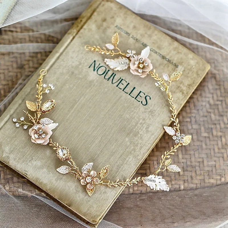 Wedding Hair Accessories - Bohemian Gold Bridal Headband, Hair Comb and Hair Pins Set