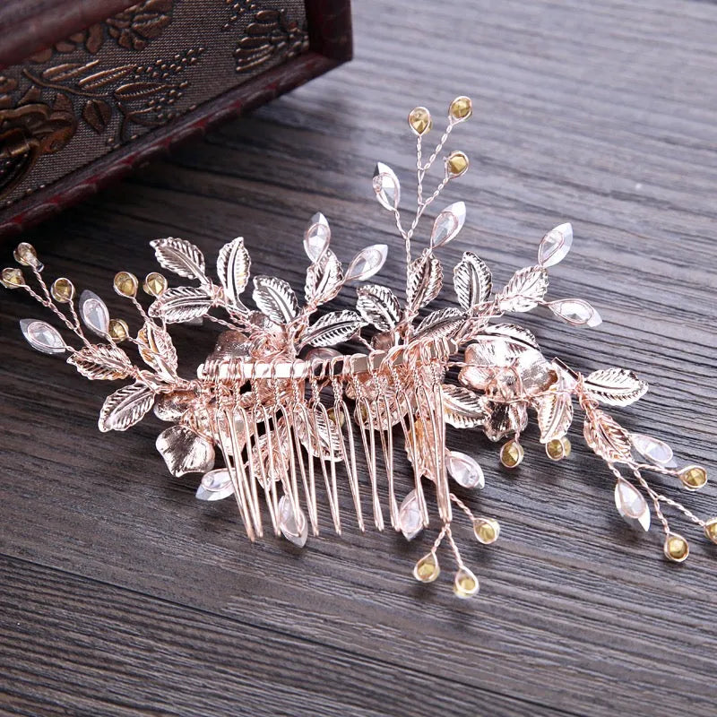 Wedding Hair Accessories - Floral Bridal Hair Comb - Available in Silver and Rose Gold