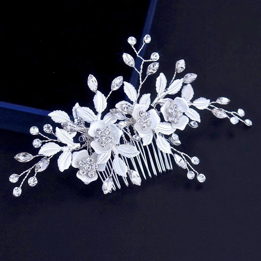 Wedding Hair Accessories - Floral Bridal Hair Comb - Available in Silver and Rose Gold