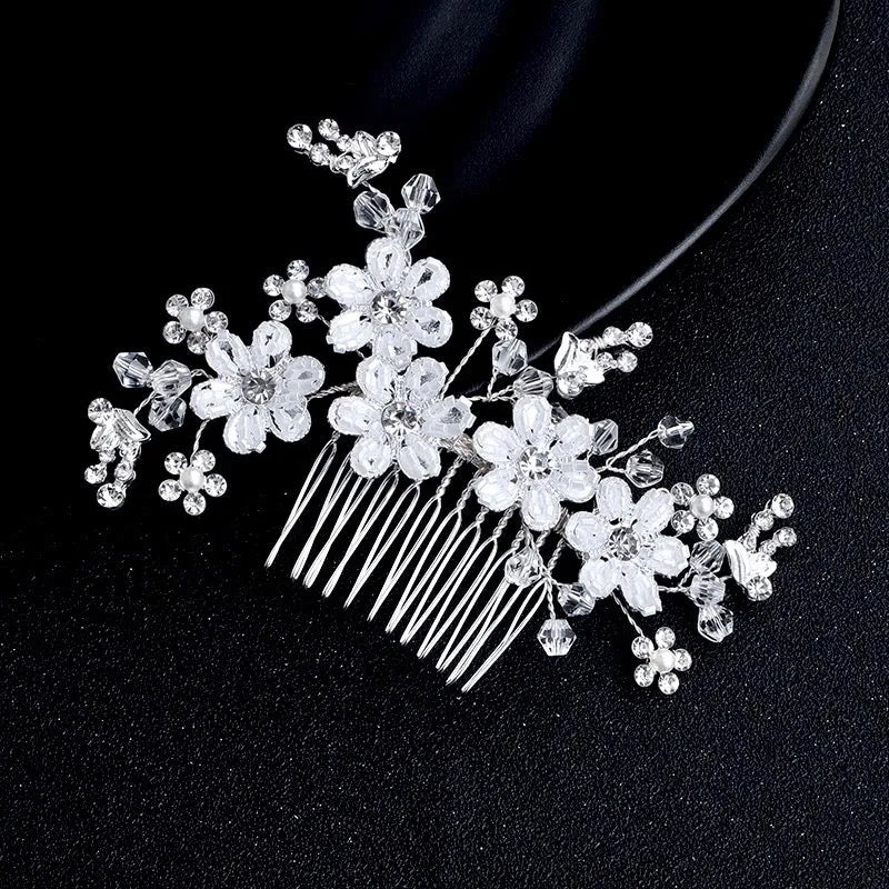 Wedding Hair Accessories - Silver Pearl and Crystal Bridal Hair Comb